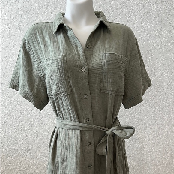 Weatherproof Olive Green Button-Down Dress - Picture 3 of 10